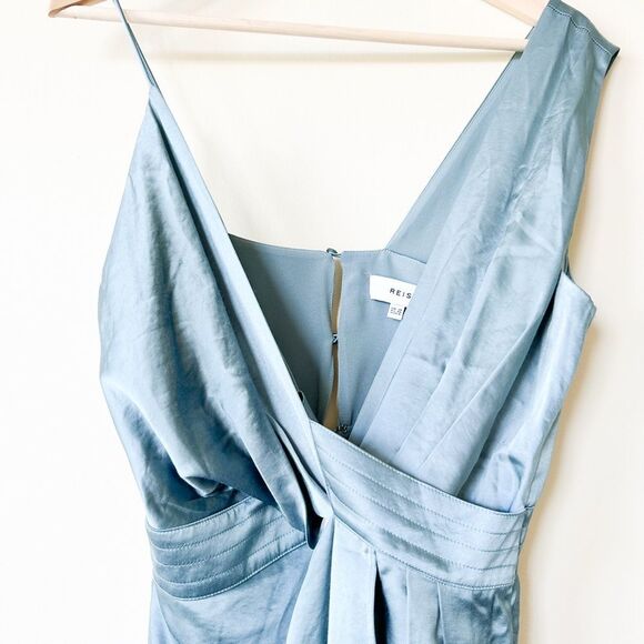 REISS Charlie Satin Twist-Front Midi Dress - Picture 10 of 10